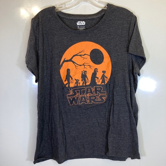 Star Wars Dark Gray Short Sleeve Shirt Sz XL Halloween Womens No Tags Good Shape - Picture 1 of 12